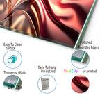 Kırmızı  Soyut Temperlenmiş Cam Tablo, Modern 3D Duvar Dekoru, Şık ve Lüks Cam Sanat Eseri