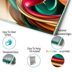 Renkli  Soyut Temperlenmiş Cam Tablo, Modern 3D Duvar Dekoru, Şık ve Lüks Cam Sanat Eseri