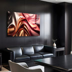 Kırmızı  Soyut Temperlenmiş Cam Tablo, Modern 3D Duvar Dekoru, Şık ve Lüks Cam Sanat Eseri