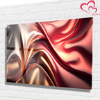 Kırmızı  Soyut Temperlenmiş Cam Tablo, Modern 3D Duvar Dekoru, Şık ve Lüks Cam Sanat Eseri