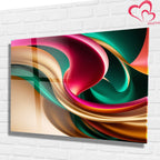 Renkli  Soyut Temperlenmiş Cam Tablo, Modern 3D Duvar Dekoru, Şık ve Lüks Cam Sanat Eseri