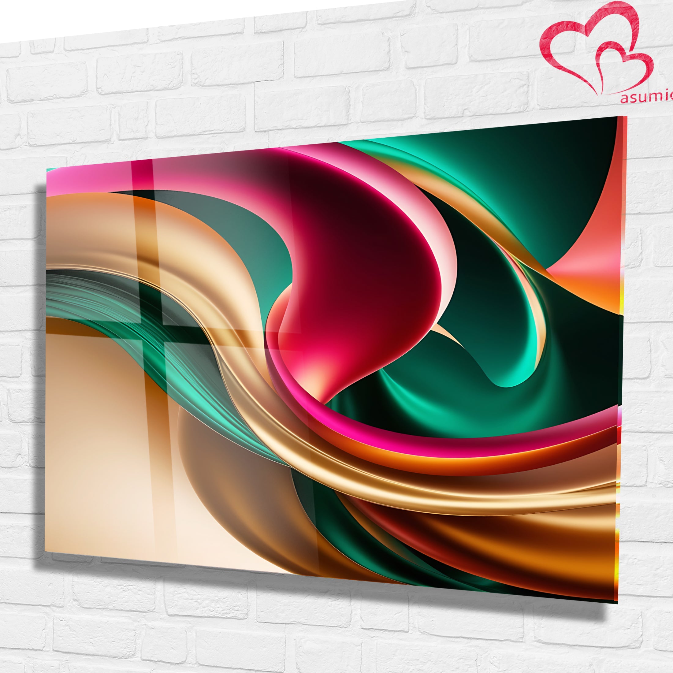 Renkli  Soyut Temperlenmiş Cam Tablo, Modern 3D Duvar Dekoru, Şık ve Lüks Cam Sanat Eseri