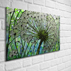 Kara Hindibağ Temalı Vitray Görünümlü Temperli Cam Tablo – Renkli Doğa Duvar Dekoru