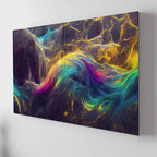 Renkli Metalik Soyut Temperlenmiş Cam Tablo, Modern 3D Duvar Dekoru, Şık ve Lüks Cam Sanat Eseri